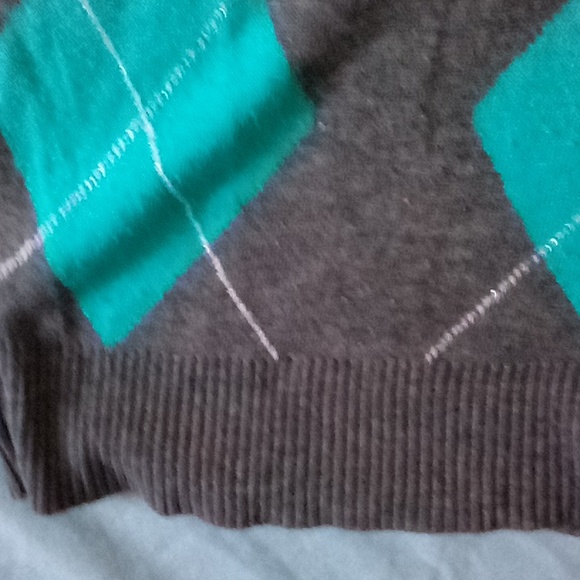 🙊3/$15-bundle only-Vintage cute hooded argyle sweater tunic - Picture 3 of 5